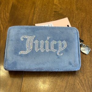 Juicy Couture Plush Blue Wallet with Heart Charm